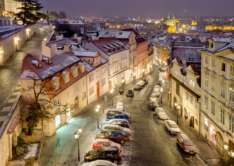 Main golden star window view winter